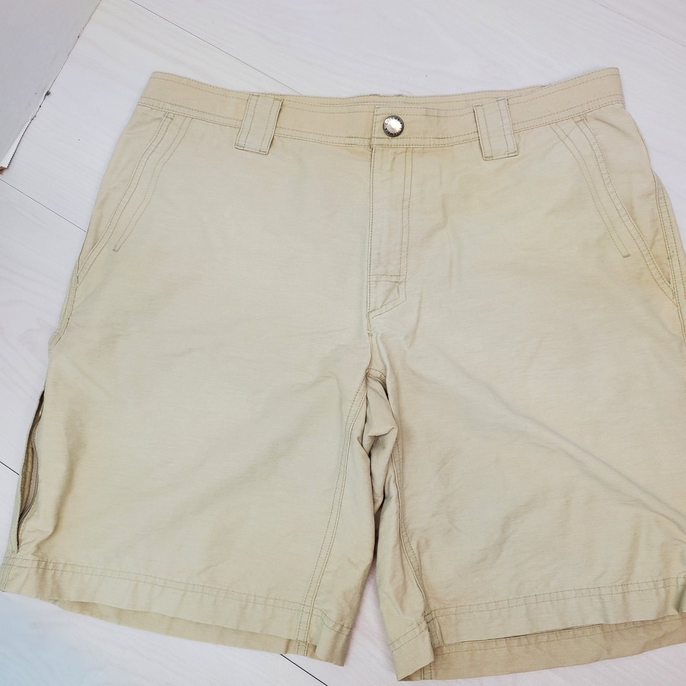 Columbia Mens Tan Khaki Cotton Nylon Hiking Outdoor Shorts Size 36 Gorpcore